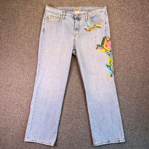 Vintage 90s Embroidered Floral Jeans Womens 14 Light Wash Authentic Z. Cavaricci